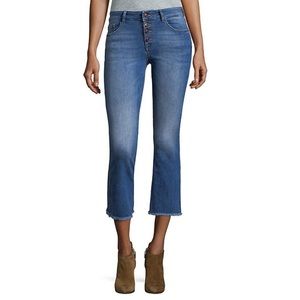 DL1961 Lara Cropped Raw Hem Button Fly Flare Jean in Nugget 28